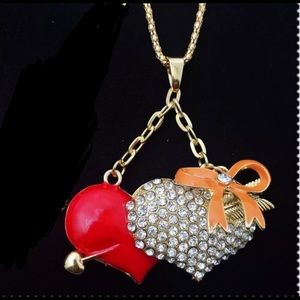 2 Hearts Bow & Arrow Necklace